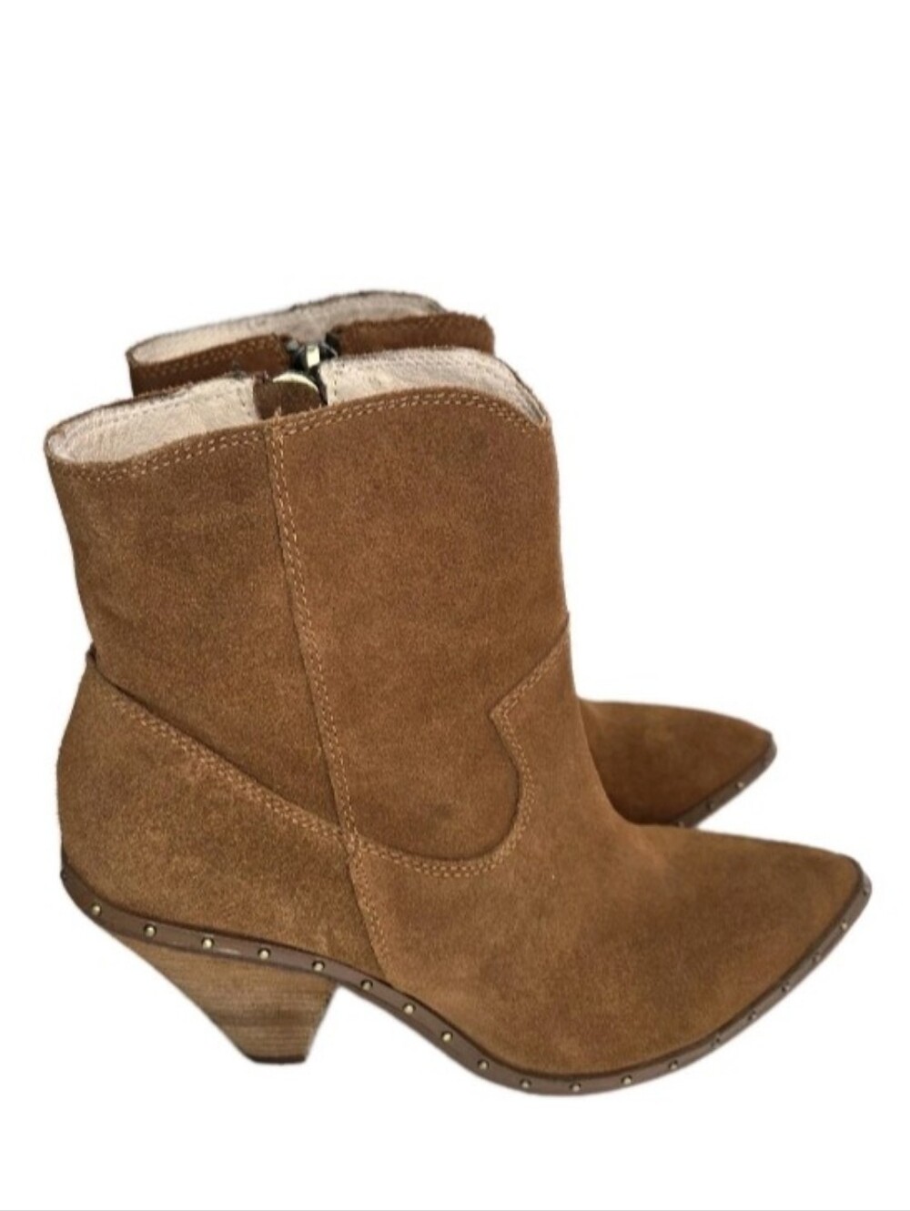 Chinese Laundry Ramble Booties Womens Size 9 Brown Split Suede Studded Western